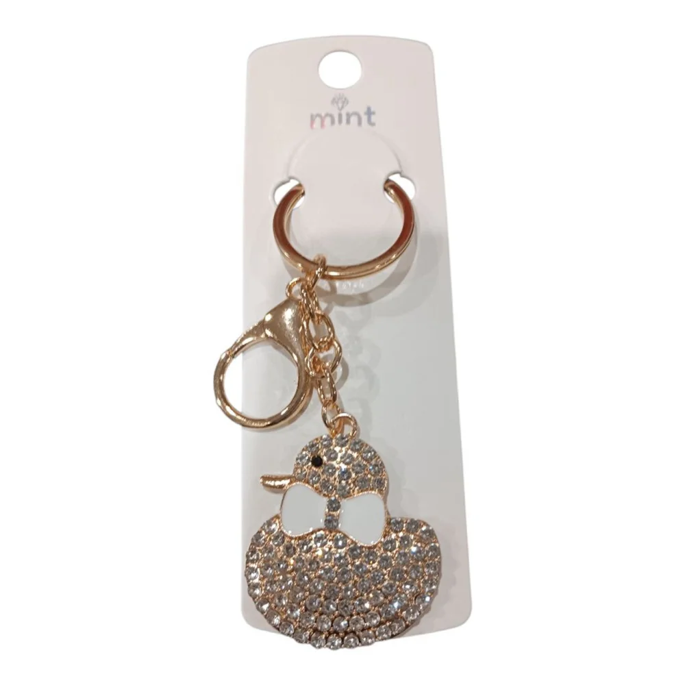 Duck your Favorite Valentine! Cute Diamond Ducky Keychain Purse Backpack Charm!